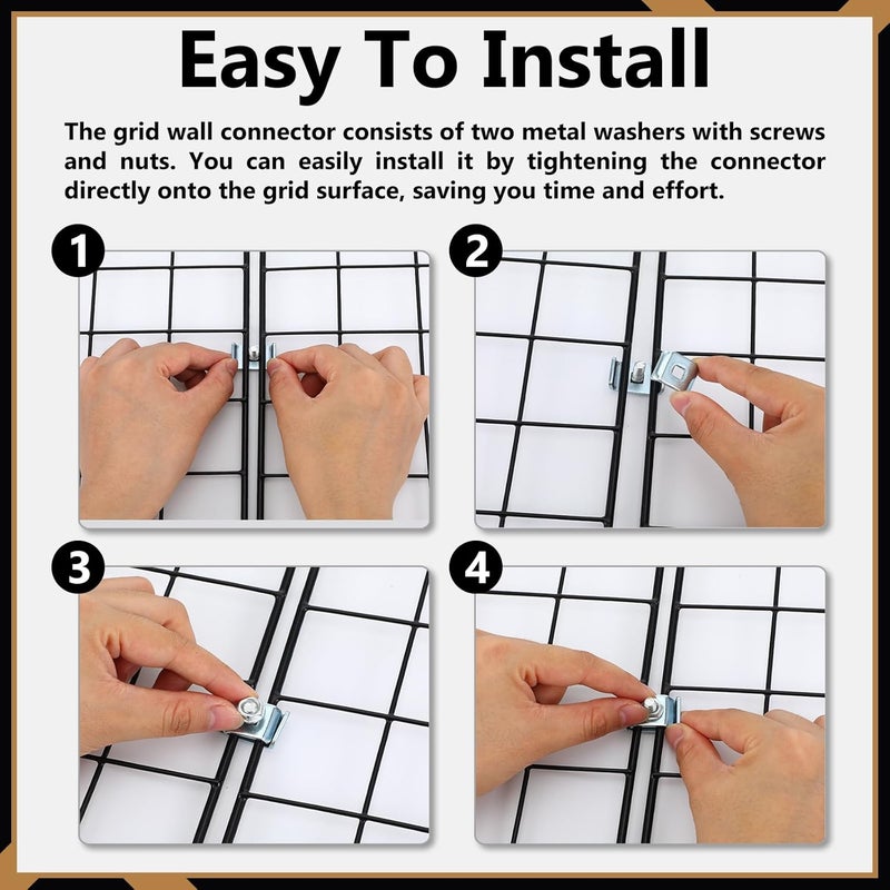 AojSup 50 Pack Splice Washer Kit, Reinforced Joint Clamp Grid Wall Clips, Cord End Connector for Mesh Cable Tray Wire Shelf Kit, Steel Bracket Hardware Fit 4mm-6mm Dia. Basket Cable - Image 4